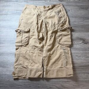American Living Cargo Pants Women 8 Tan Cropped Wide Leg Cotton Utility Gorpcore